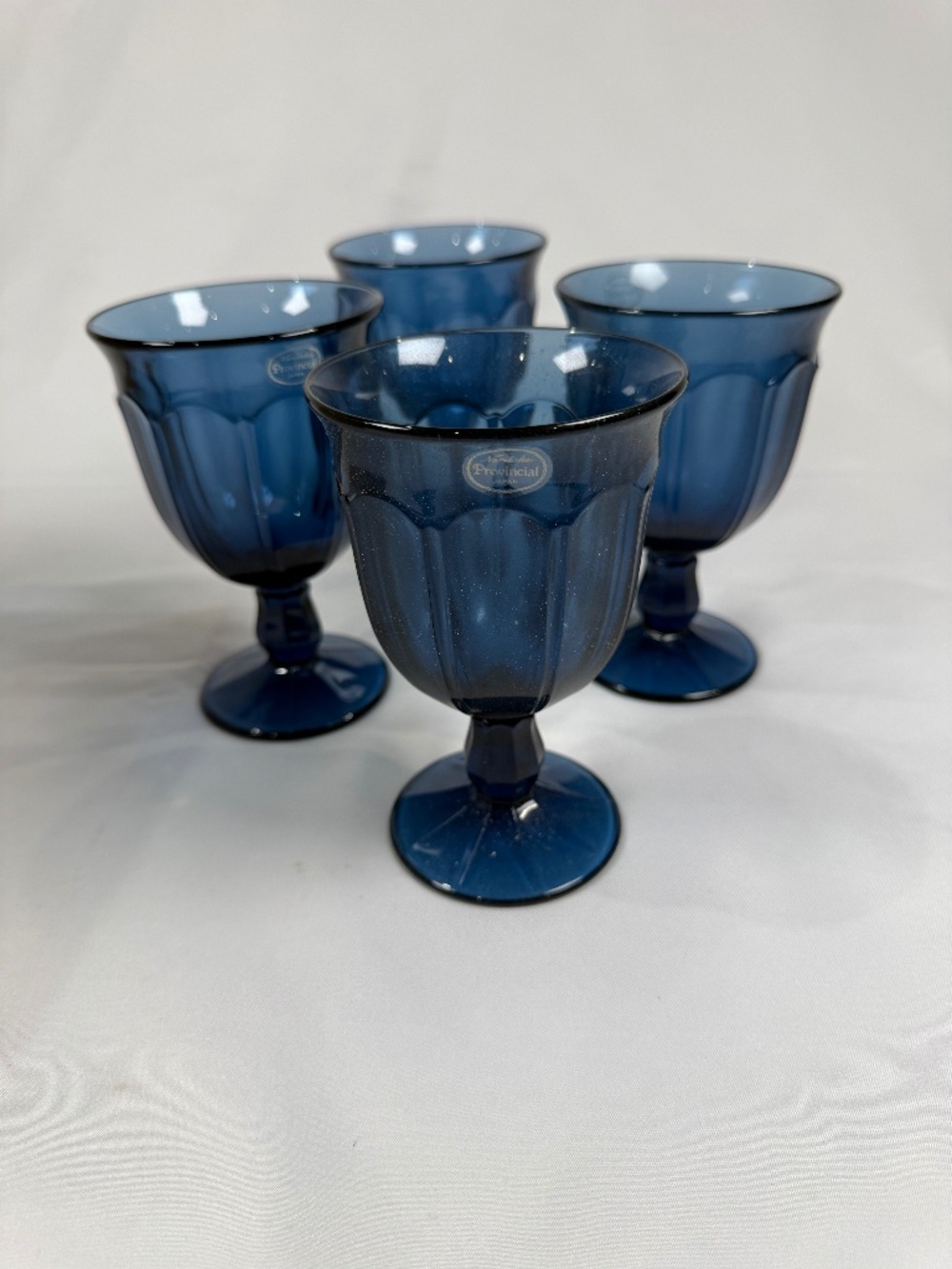 Noritake Provincial Blue Goblets Set of 4 Vintage Glasses w Box